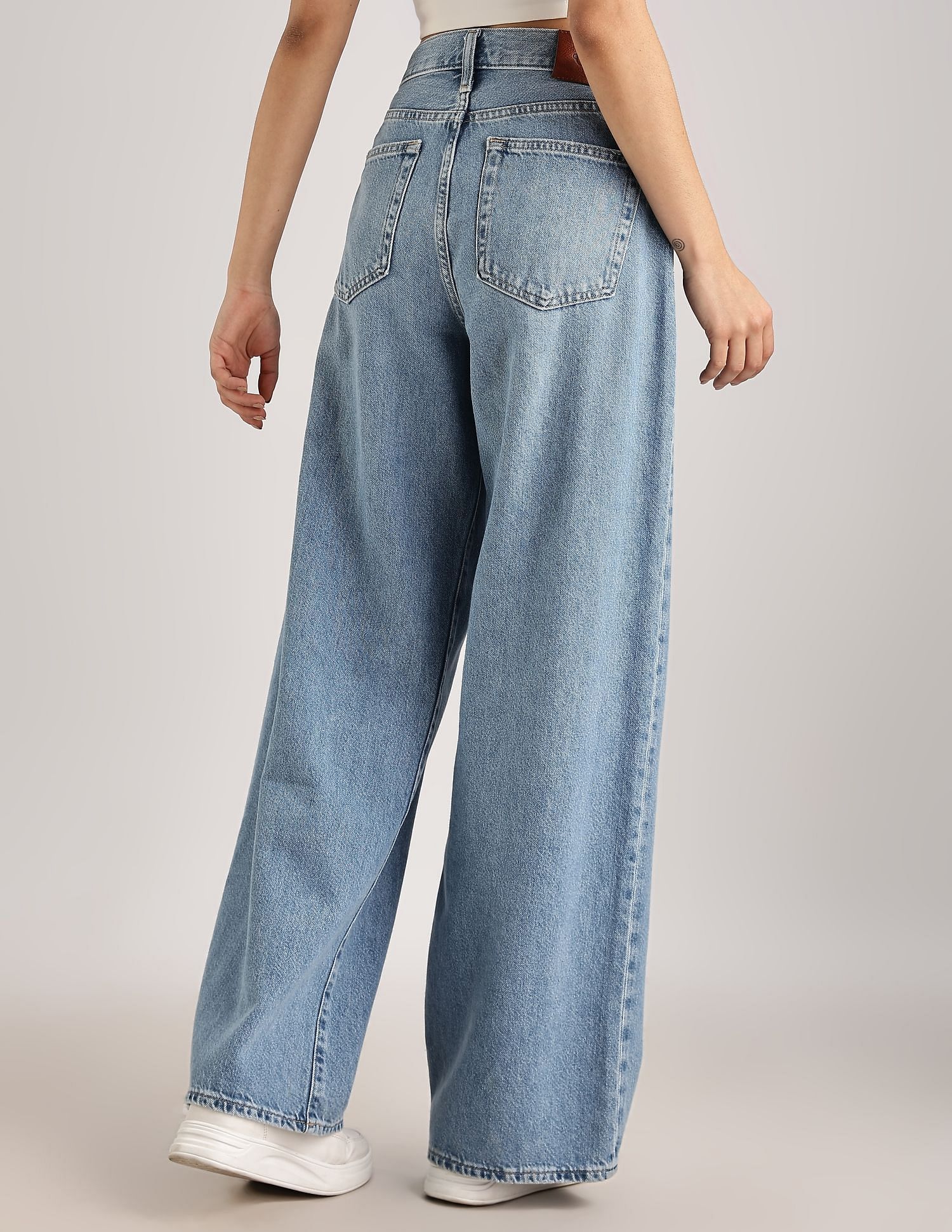 Calvin Klein Light-Wash Wide Leg-Fit High Rise Jeans