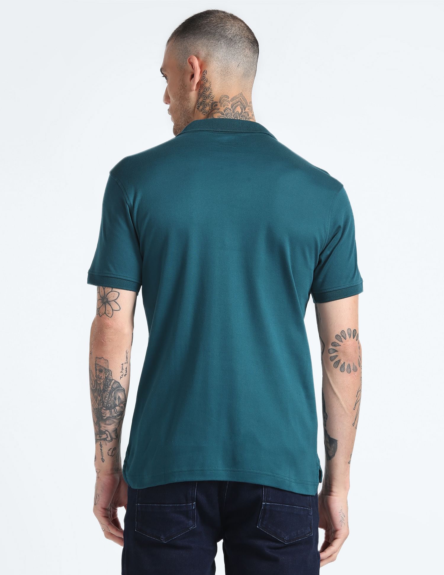 Flying Machine Solid Cotton Polo Shirt