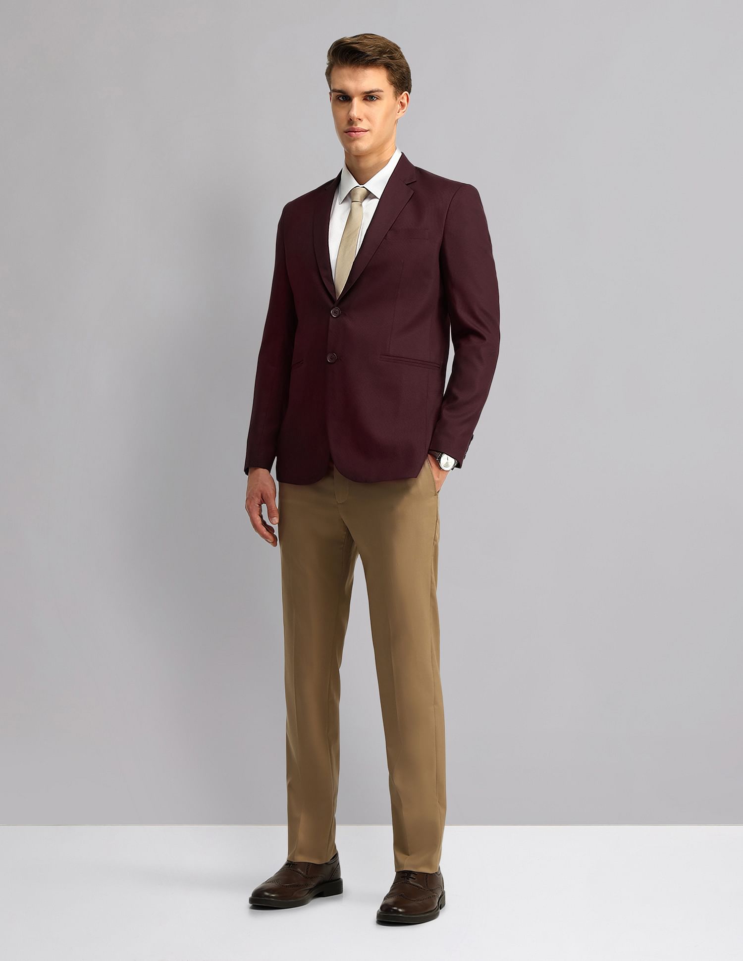 AD by Arvind Modern Slim Fit Solid Blazer