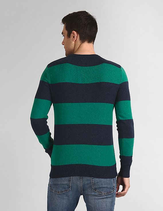 Gap Green And Black Striped Sweater Buy GAP Men Men Green Merino