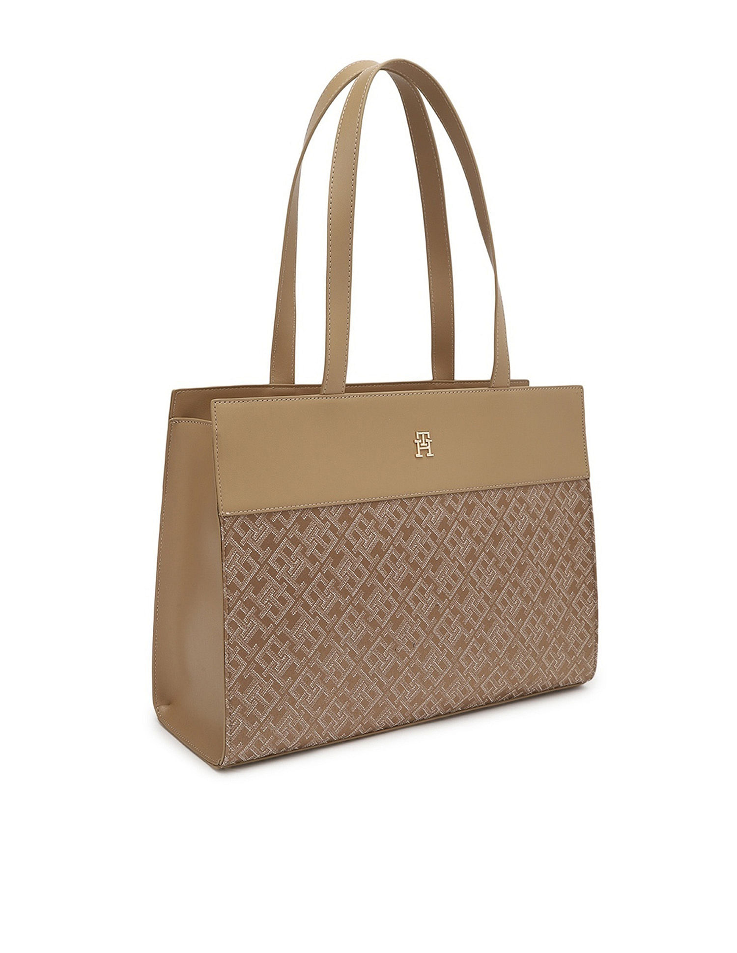 Tommy Hilfiger Logo Khaki Polyester Tote Bag