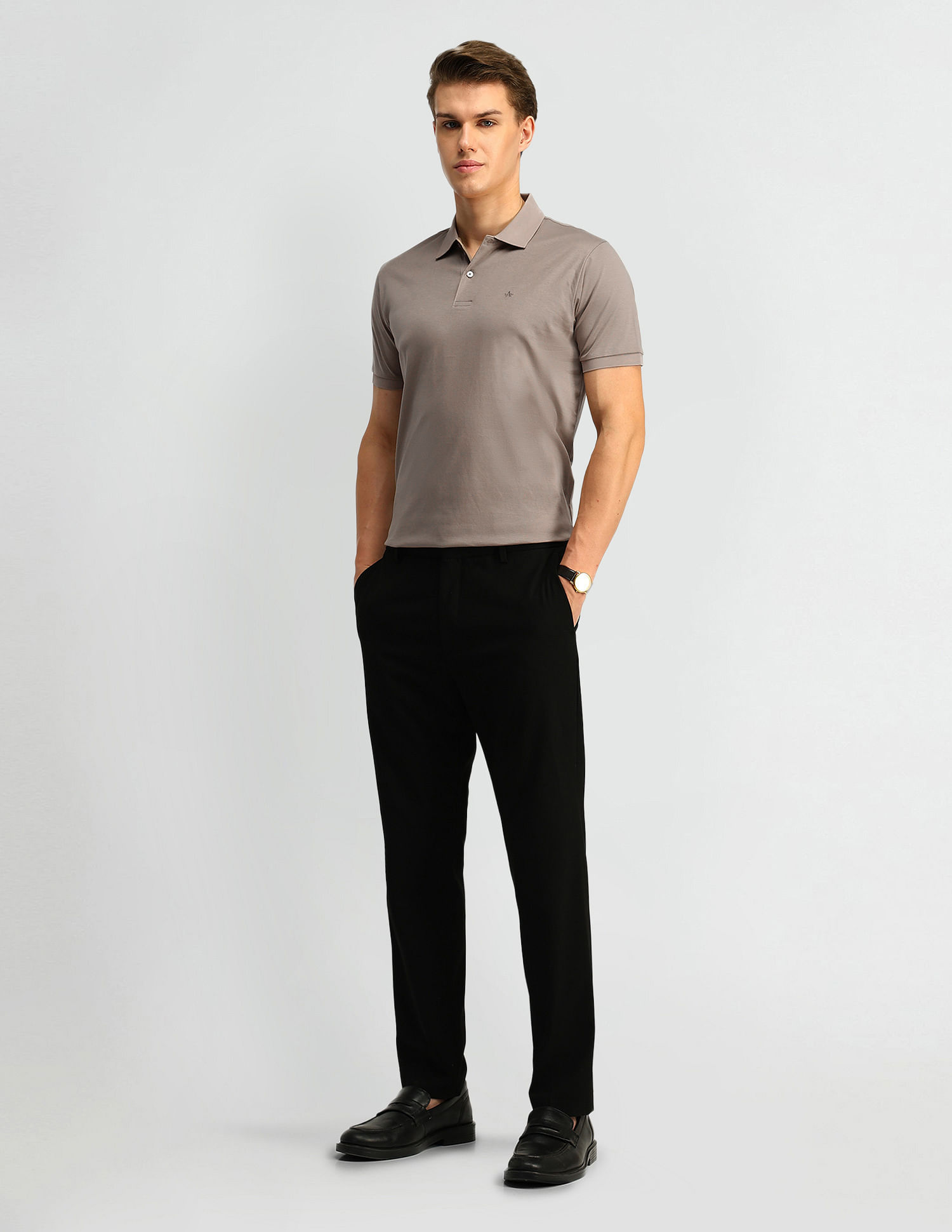 Arrow Solid Pattern Pure Cotton Polo Shirt