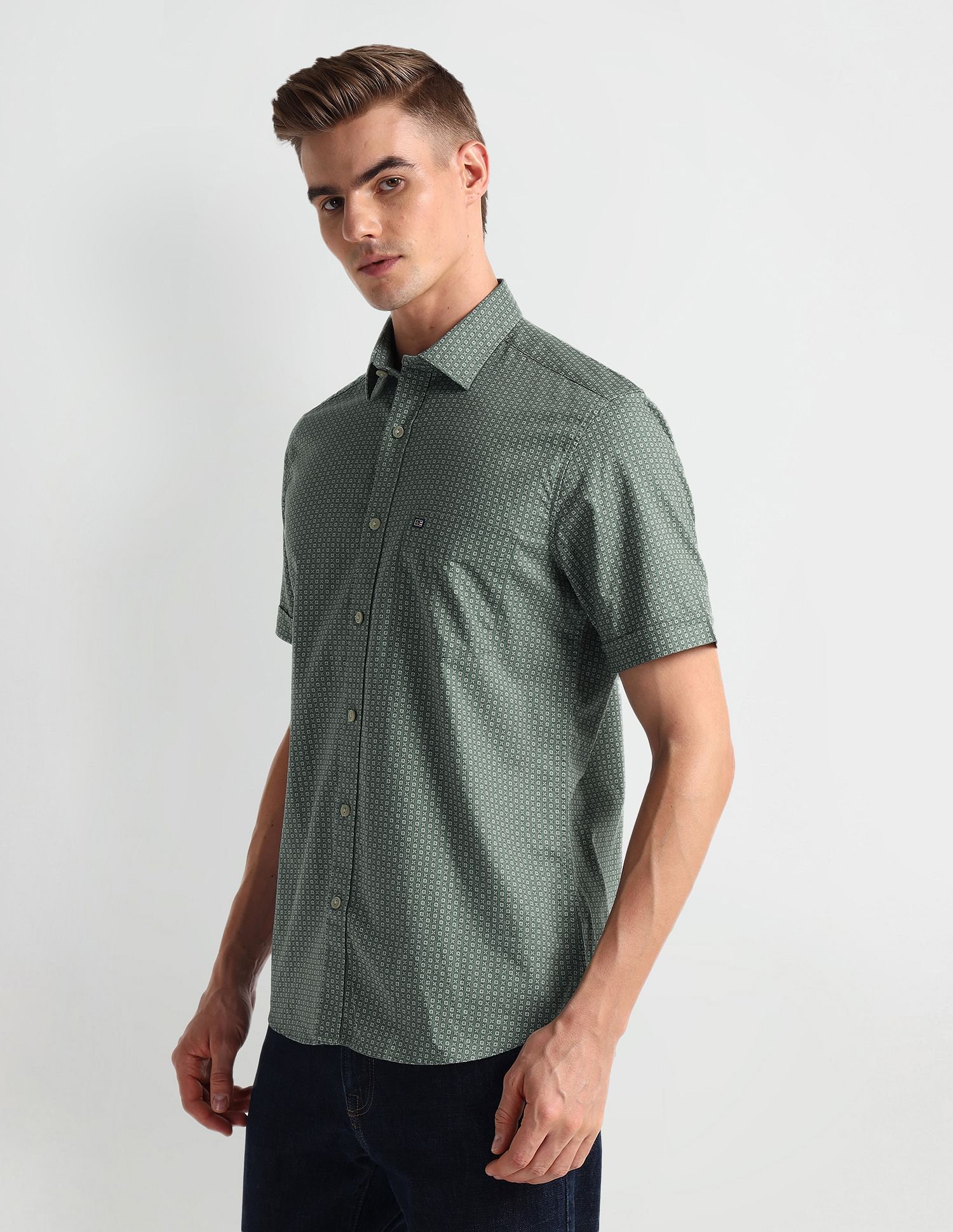 Arrow Sports Point Collar Cotton Shirt