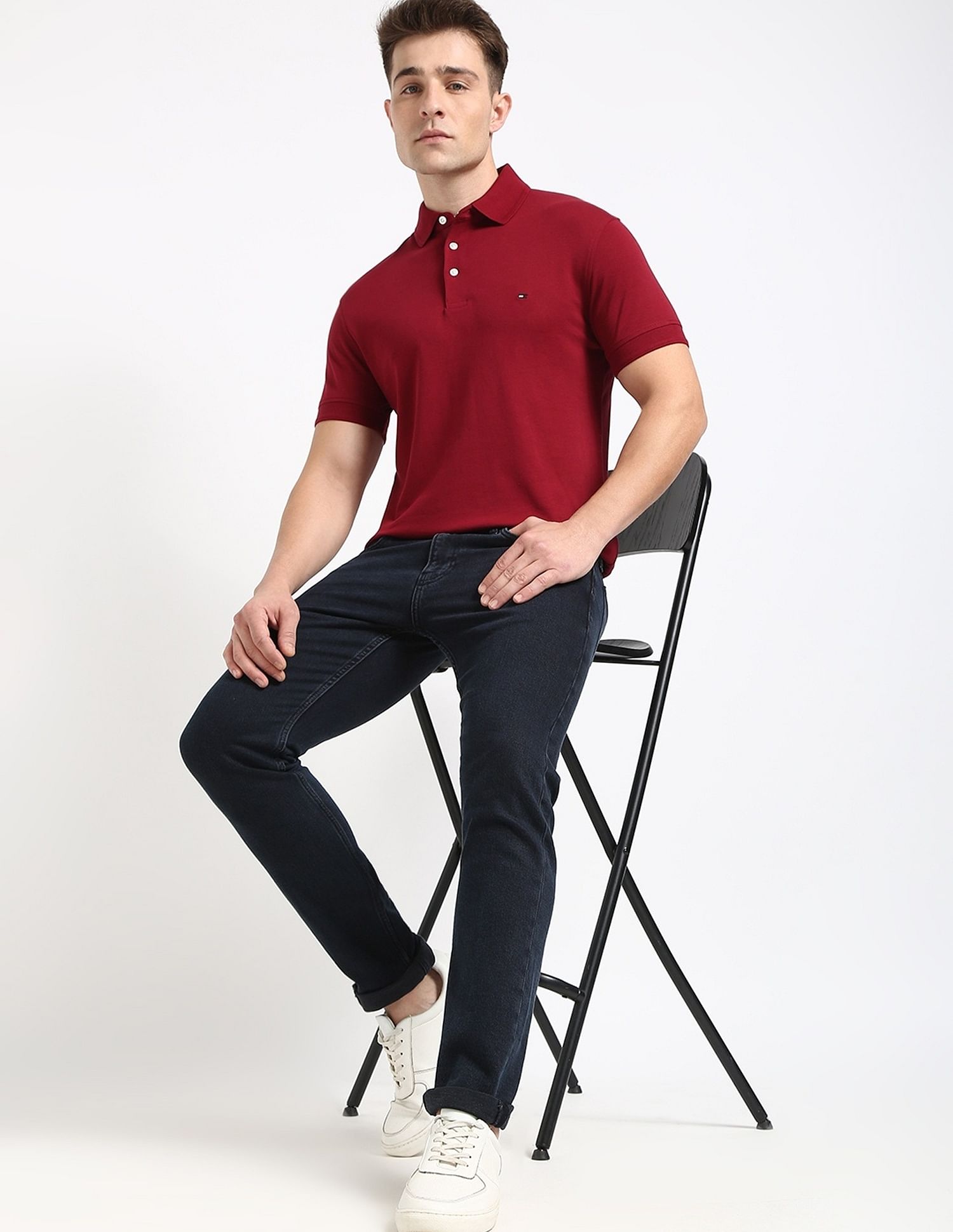 Tommy Hilfiger Solid Slim-Fit Cotton Polo Shirt