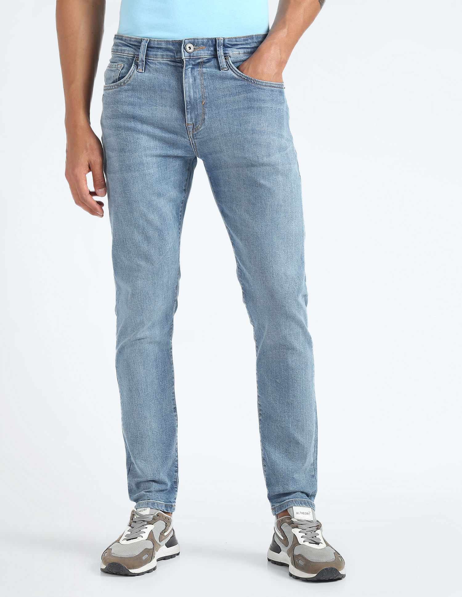 Flying Machine Slash Slim Tapered Mid Rise Jeans