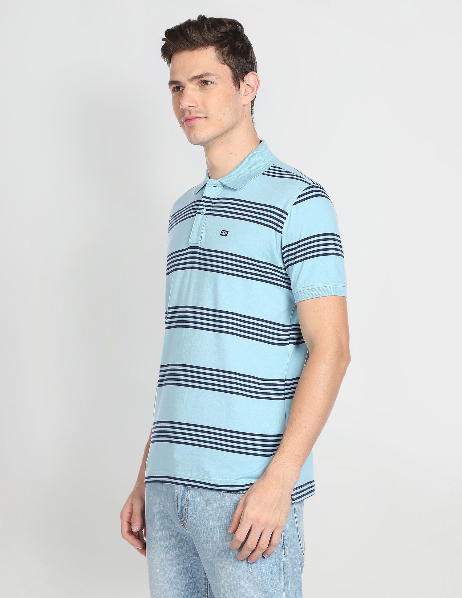 Arrow Sports Horizontal Stripe Cotton Polo Shirt