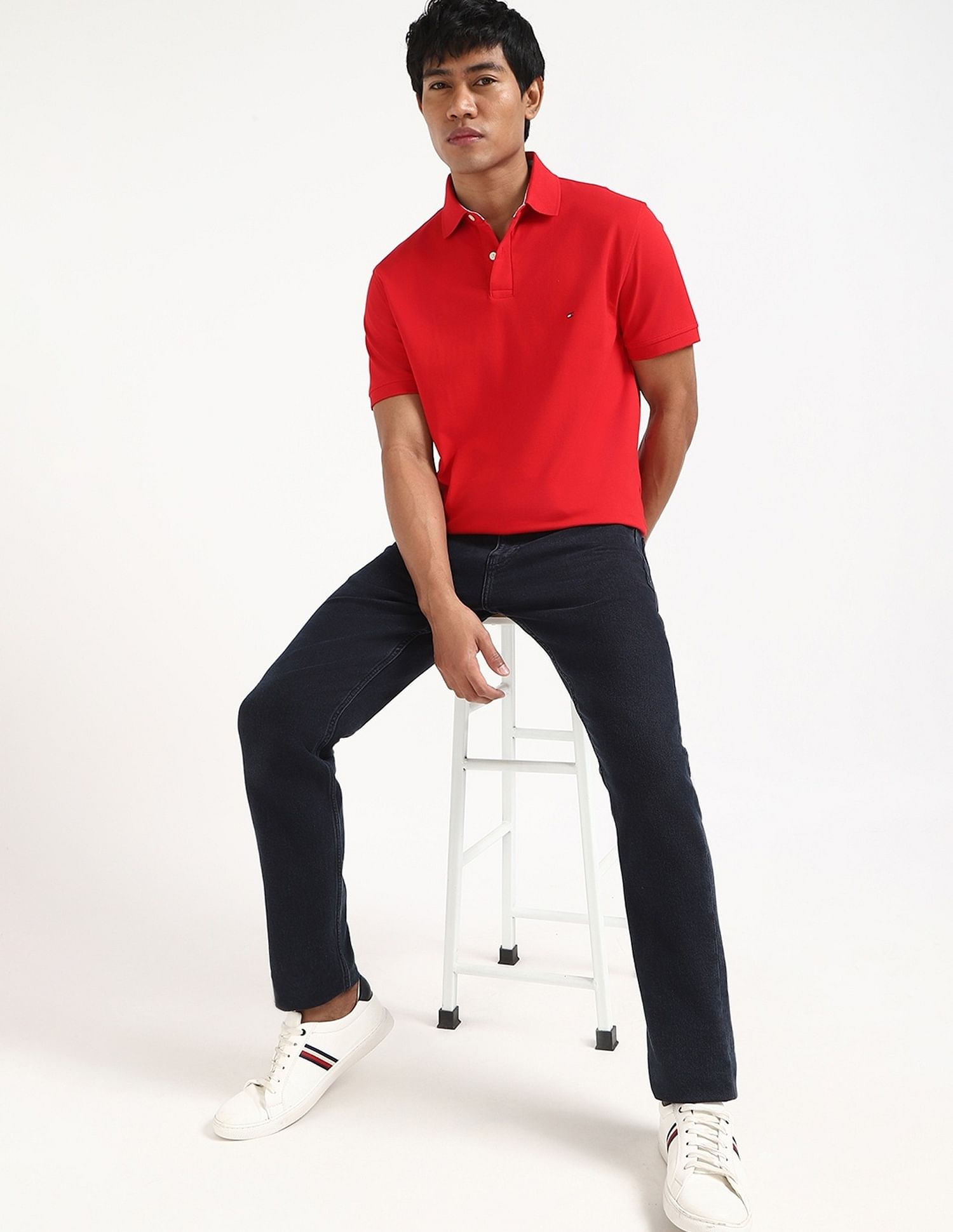 Tommy Hilfiger Solid Regular-Fit Cotton Polo Shirt