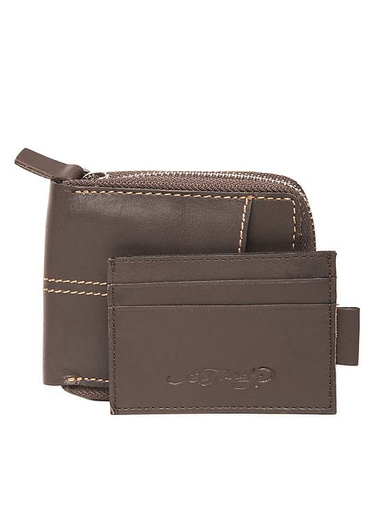 Buy Ed Hardy Men Zip Around Leather Wallet - NNNOW.com