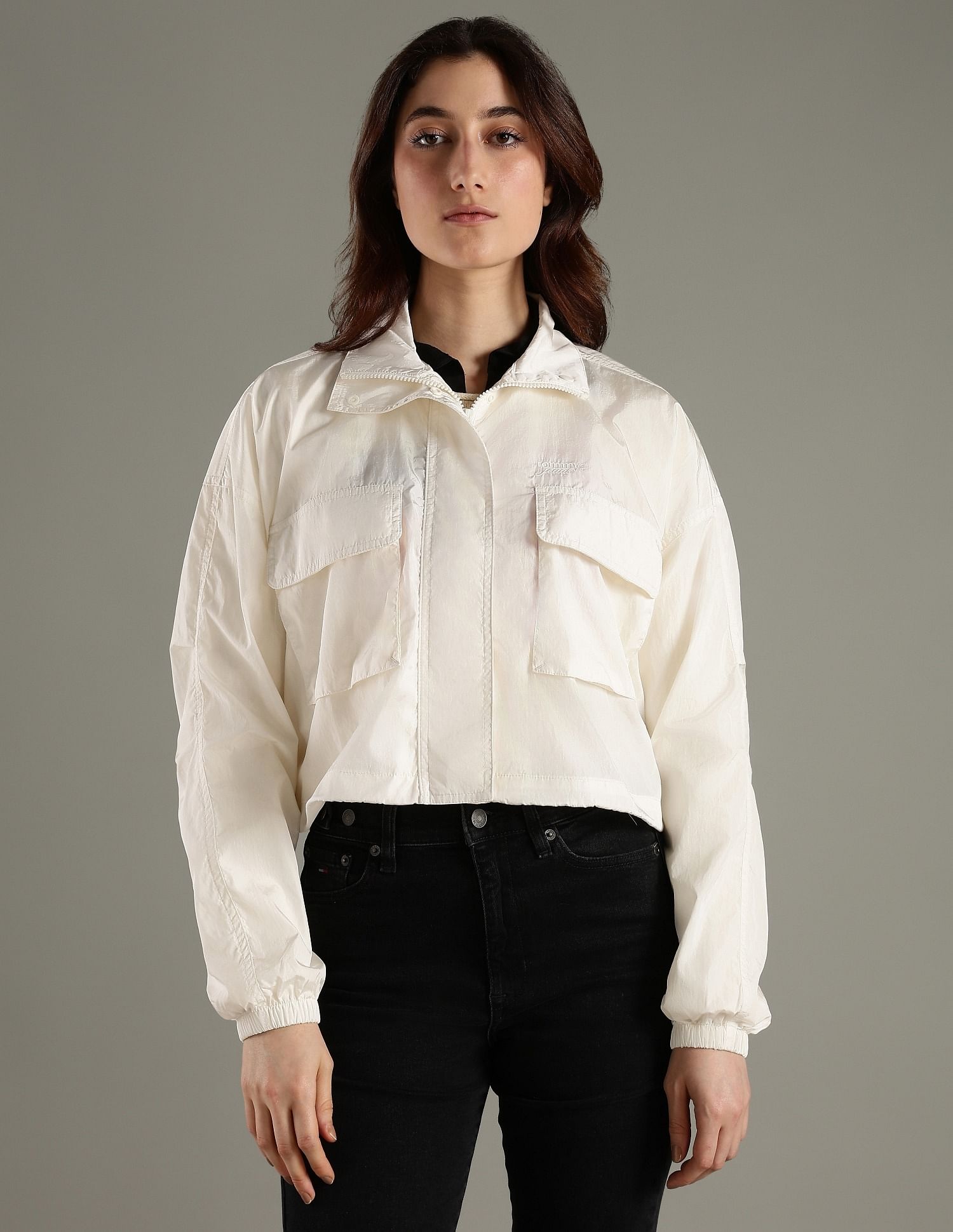 Tommy Hilfiger Relaxed Fit Nylon Spread Collar Windcheater Jacket