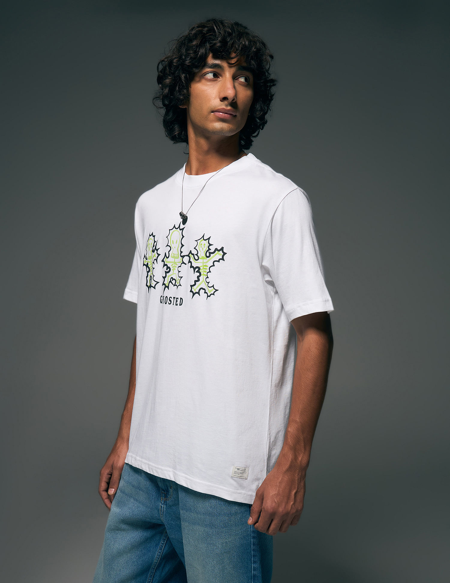 Flying Machine Graphic Printed  Pure Cotton Relaxed Fit T-shirt