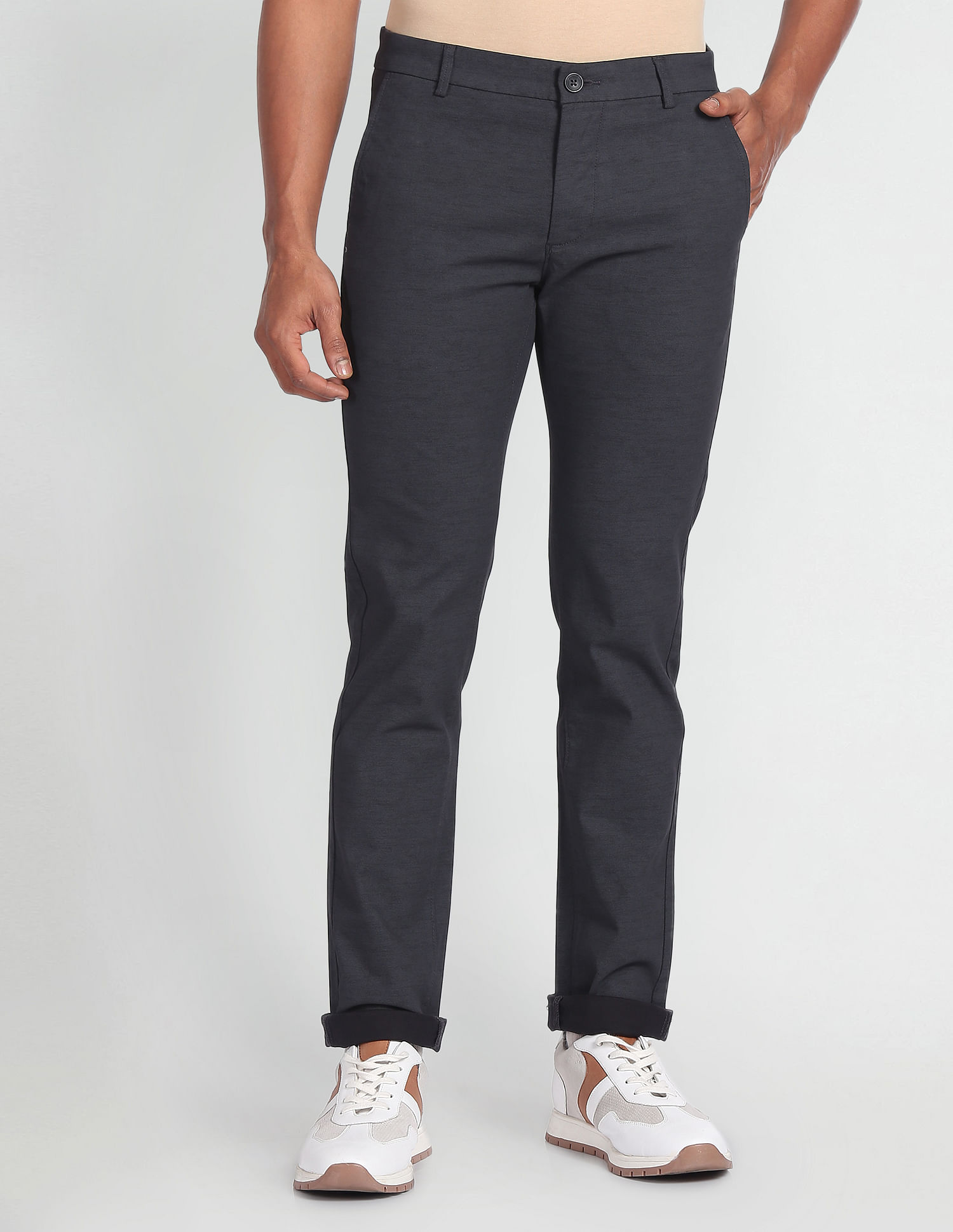 Buy Arrow Sports Mid Rise Solid Trousers - NNNOW.com
