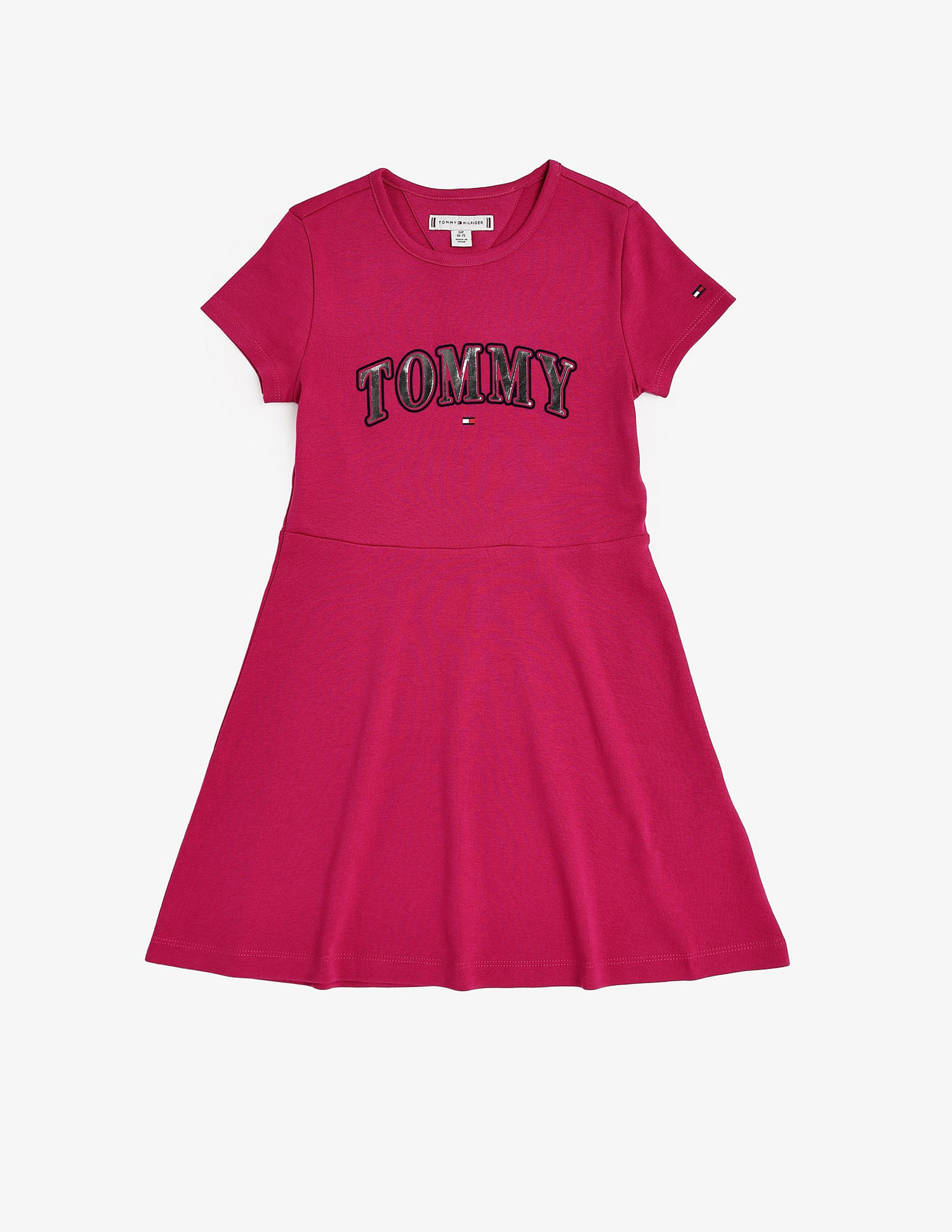 Tommy Hilfiger Kids Girls Cotton Round Neck A-Line Dress