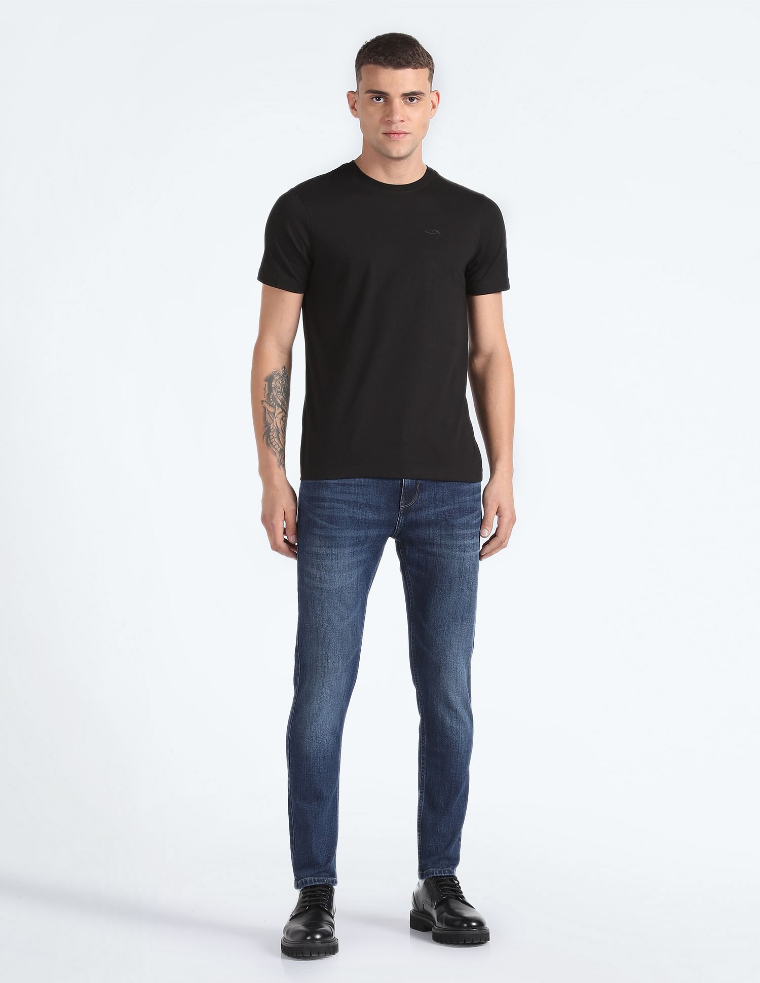 Flying Machine Slash Slim Tapered Dark Wash Jeans