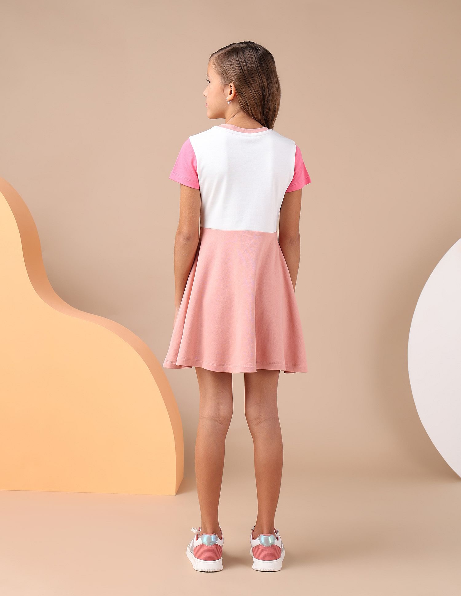 U.S. Polo Assn. Kids Girls Colorblocked Fit And Flare Dress