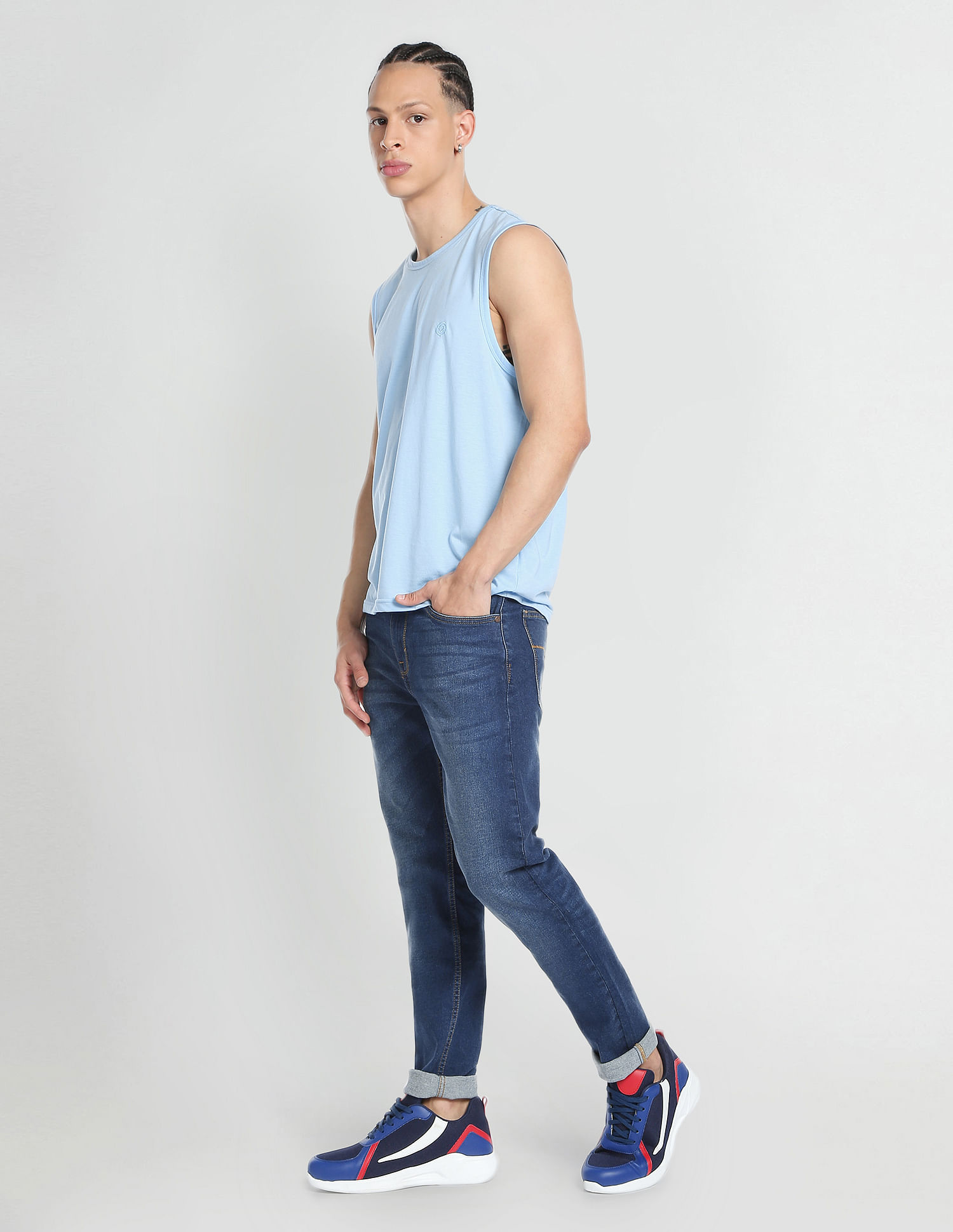 Flying Machine Slash Slim Tapered Mid Rise Jeans