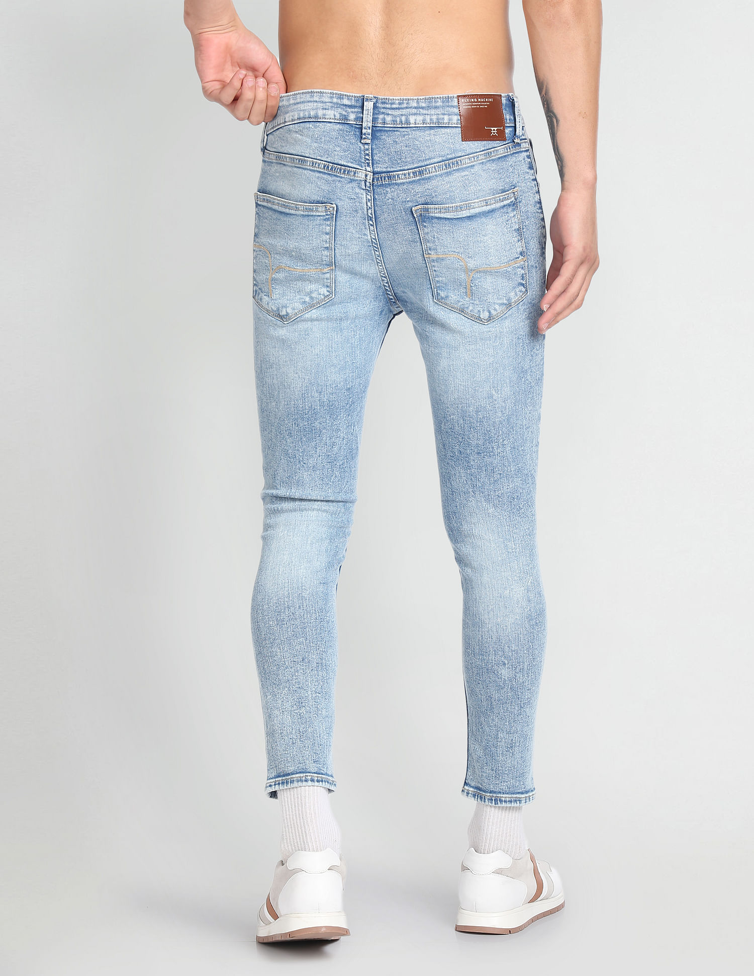 Flying Machine Morrison Skinny Cropped Fit Distressed Jeans