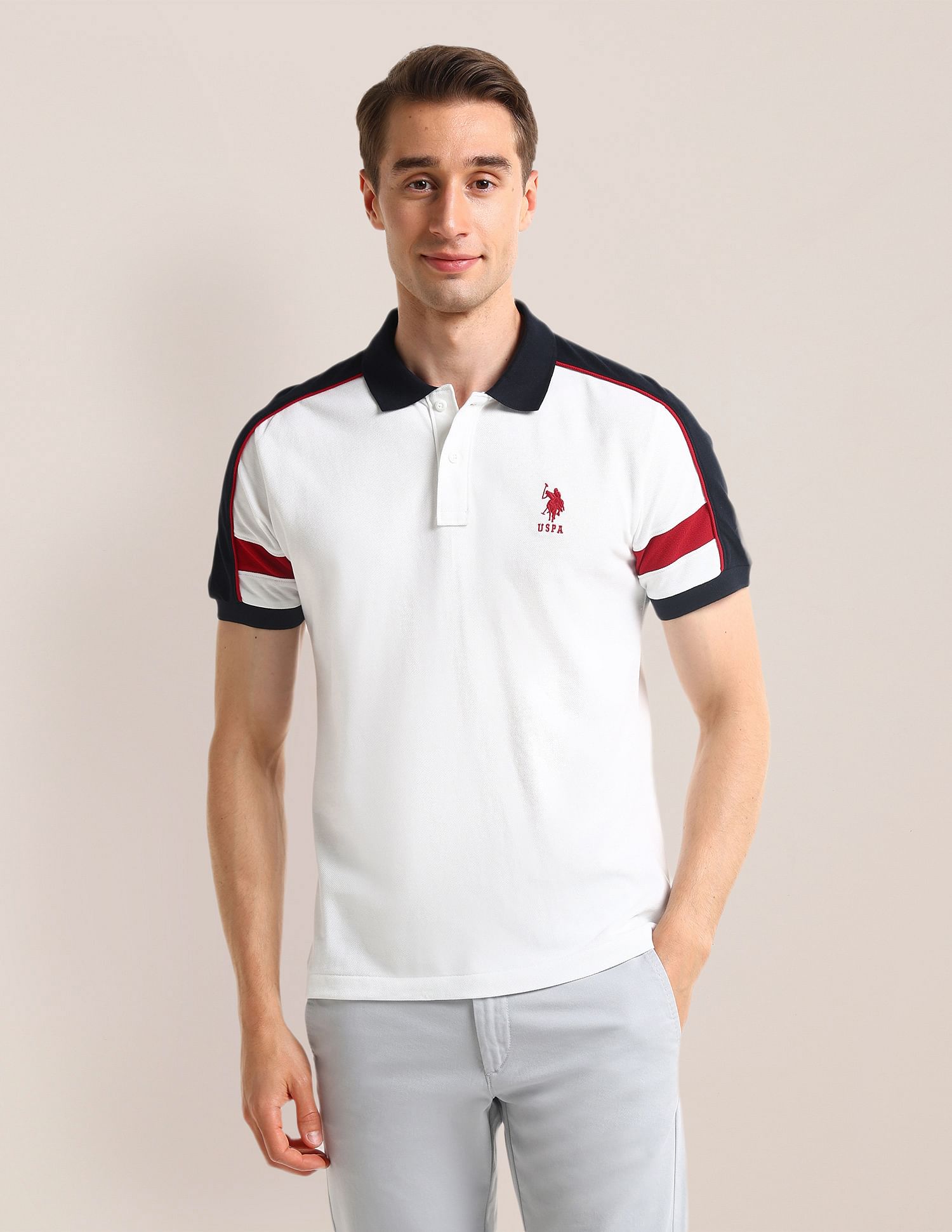 U.S. Polo Assn. Colour Blocked Slim Fit Polo Shirt