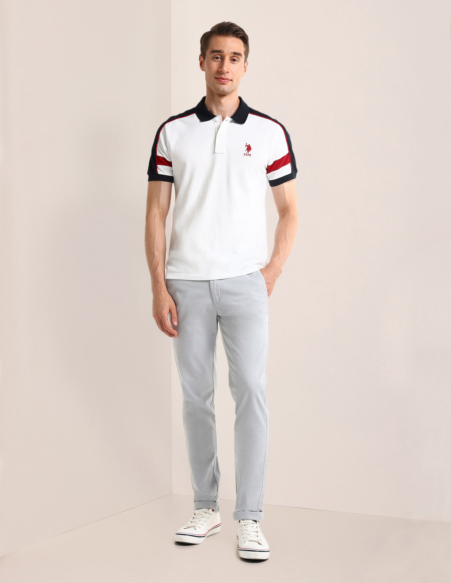 U.S. Polo Assn. Colour Blocked Slim Fit Polo Shirt