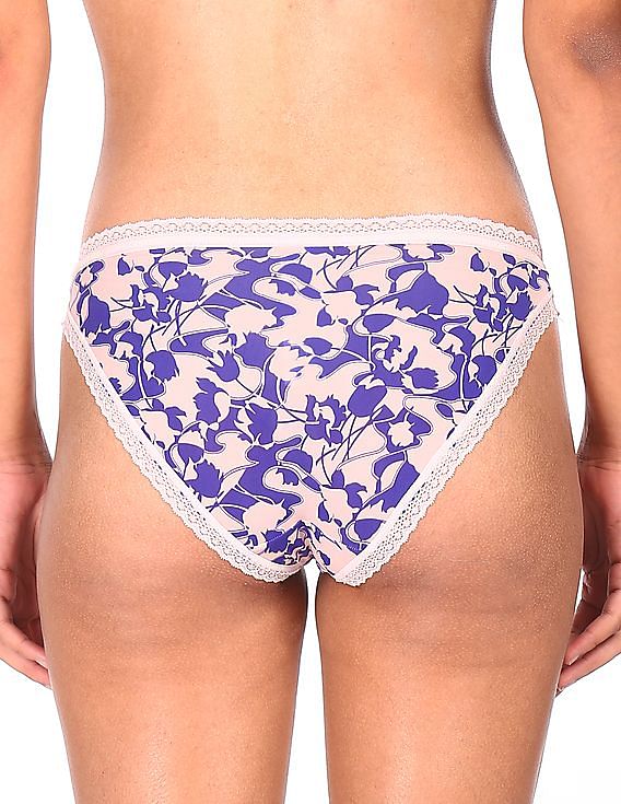 Buy Calvin Klein Underwear Women Purple And Beige Mid Rise Printed Bikini  Briefs 