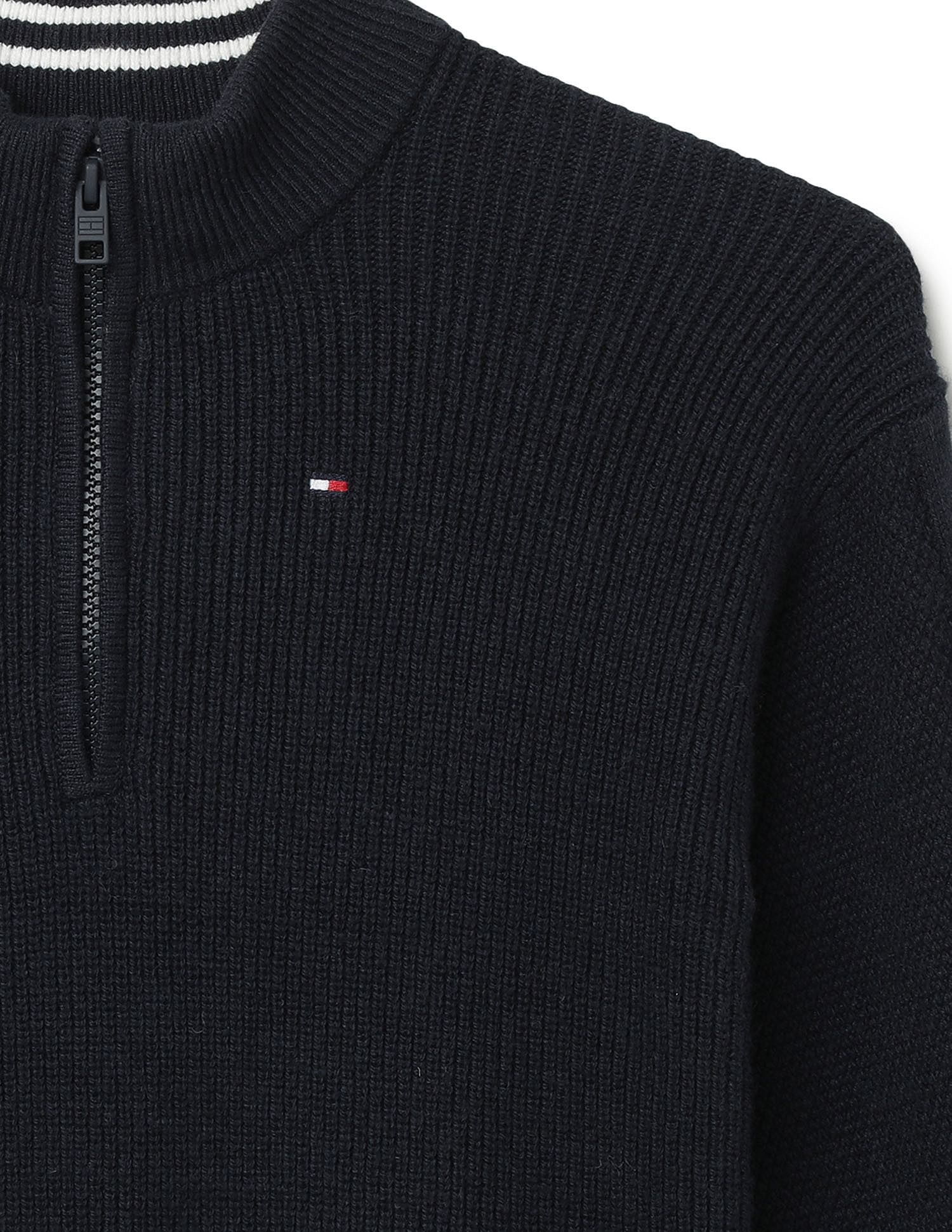Tommy Hilfiger Kids Boys Turtleneck Half Zip Sweater