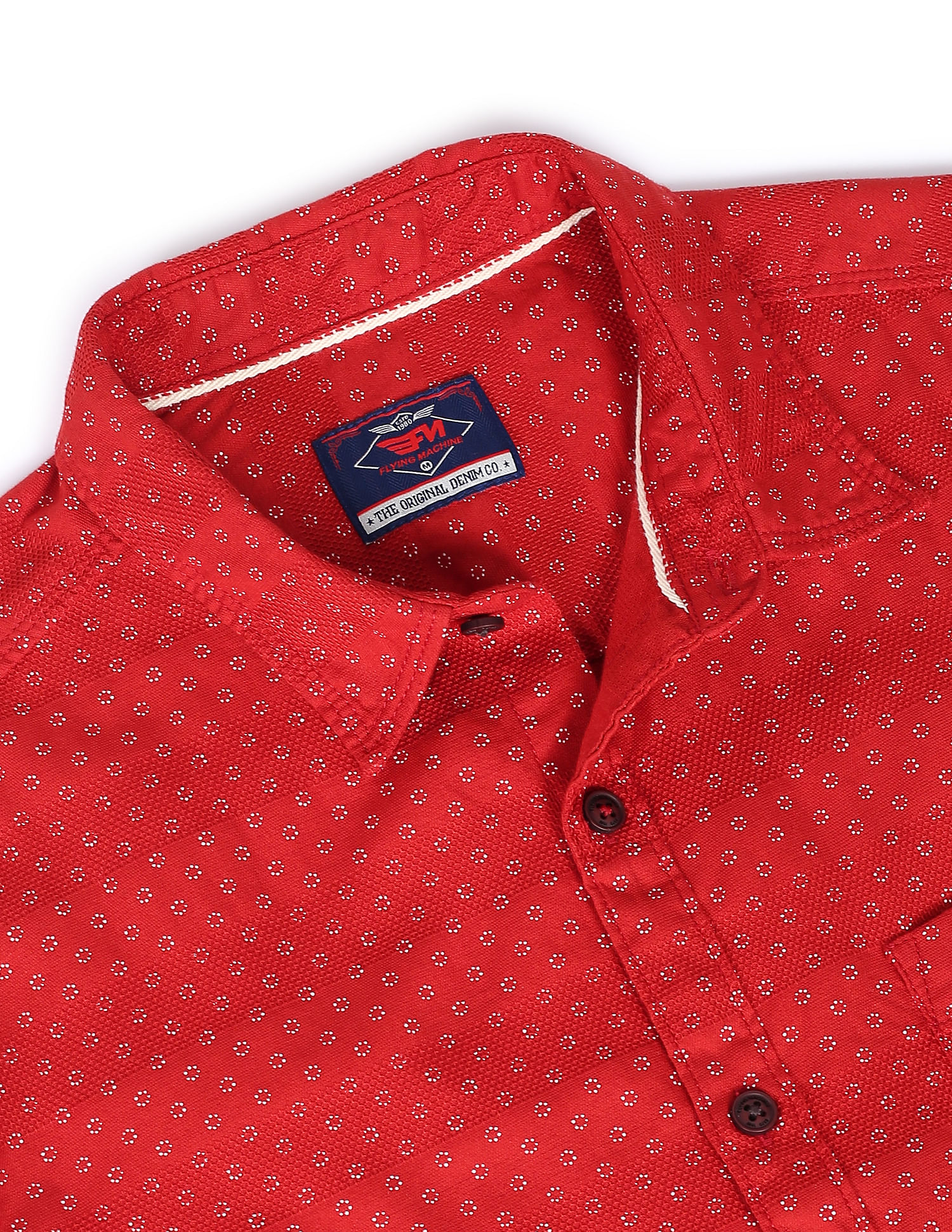 Flying Machine Geometric Print Cotton Shirt