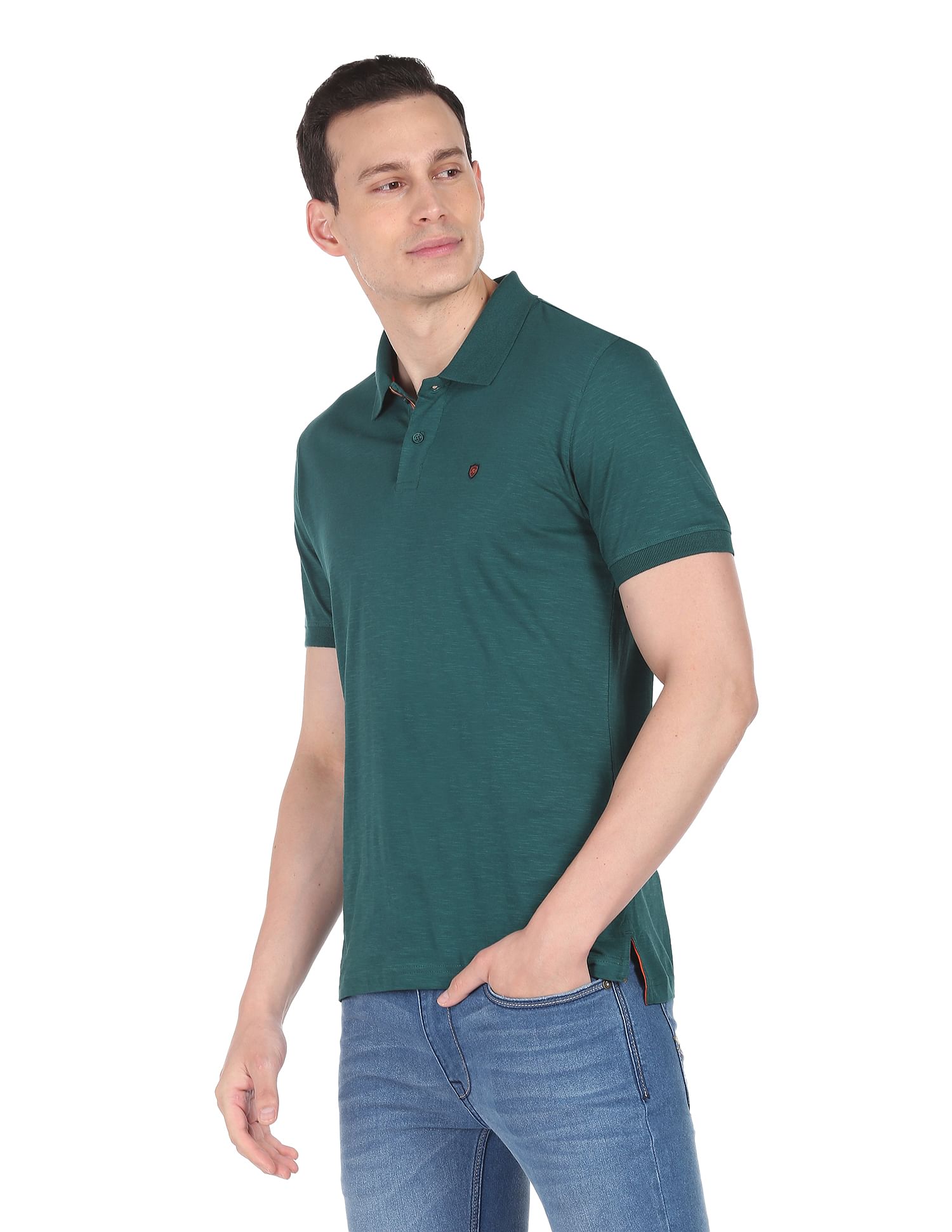AD by Arvind Modern Jersey Slub Polo Shirt