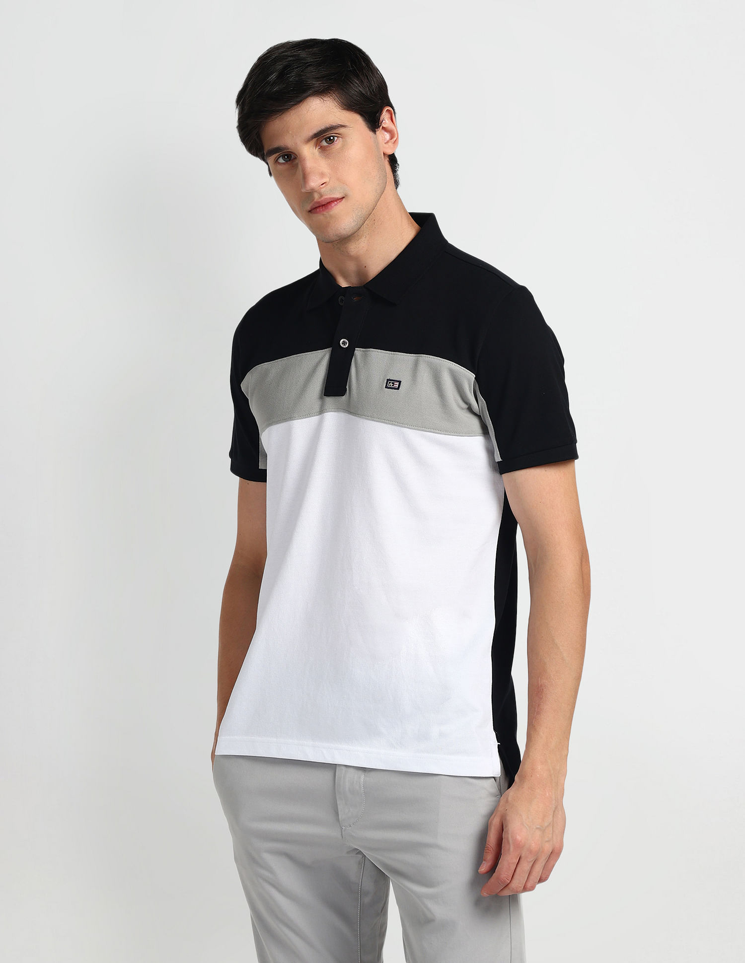 Arrow Sports Colour Block Logo Polo Shirt