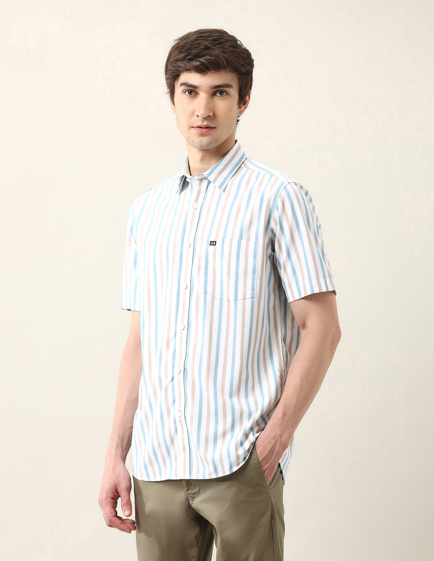 Arrow Sport Vertical Striped Regular Fit Air Soft Shirt