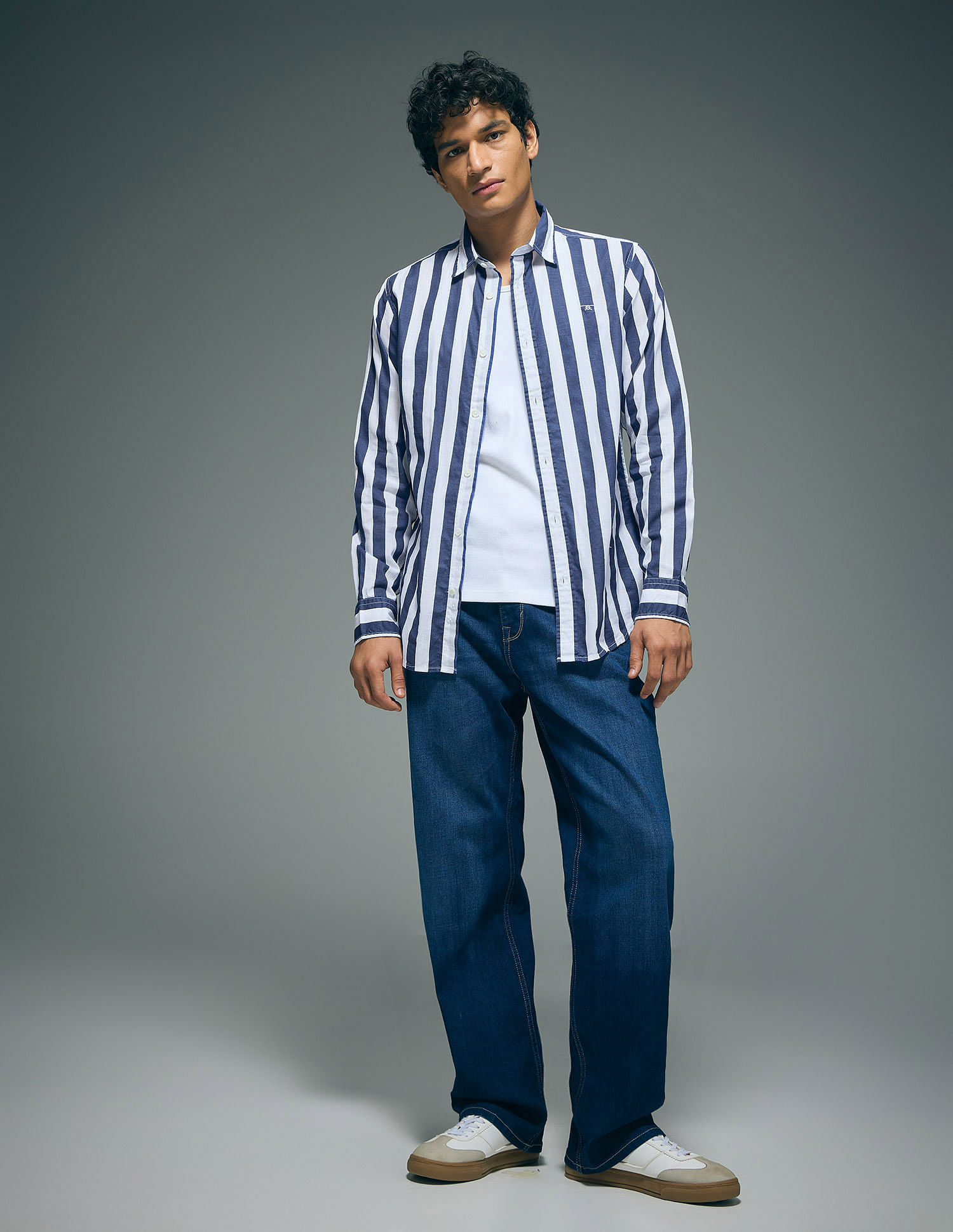 Flying Machine Vertical Stripe Pure Cotton Shirt