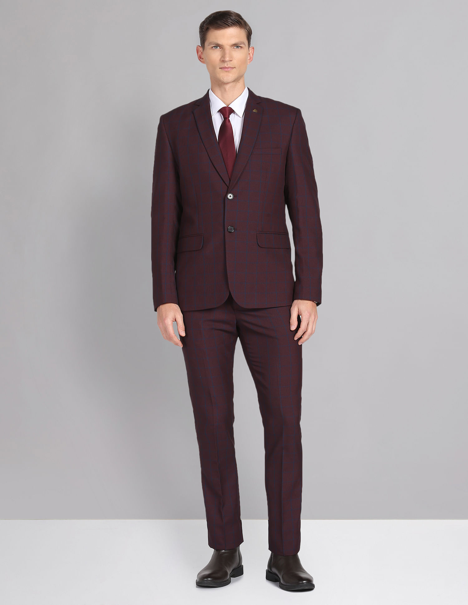 AD by Arvind Tailored Regular Fit Dobby Two Piece Suit