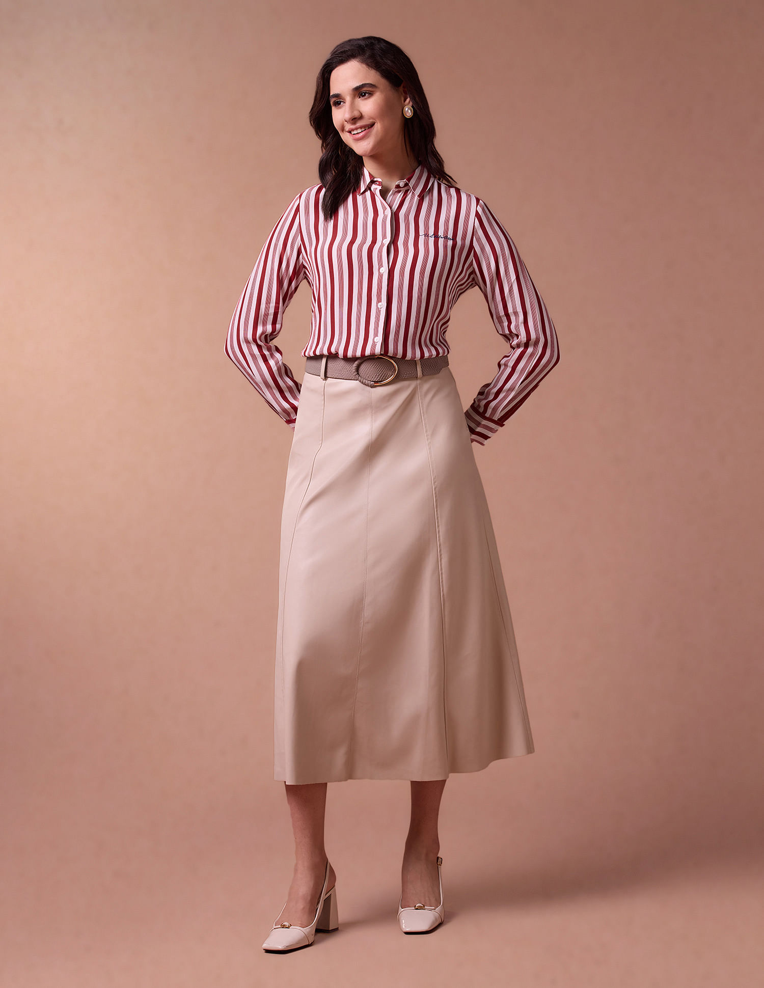 U.S. Polo Assn. Women Relaxed Fit Vertical Stripe Shirt