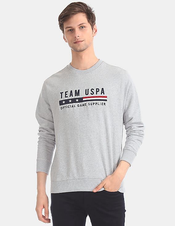 U.S. Polo Assn. Brand Embroidered Heathered Sweatshirt