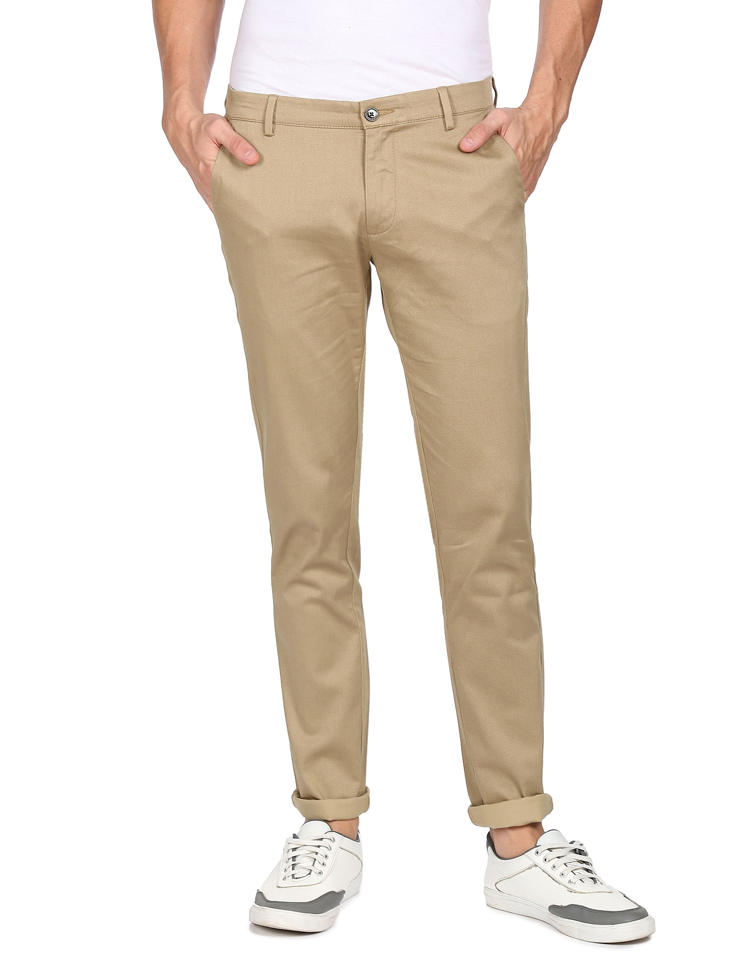 Buy Arrow Men's Low Rise Bronson Slim Fit Trousers (ASAFTR2544_Light Brown  at Amazon.in