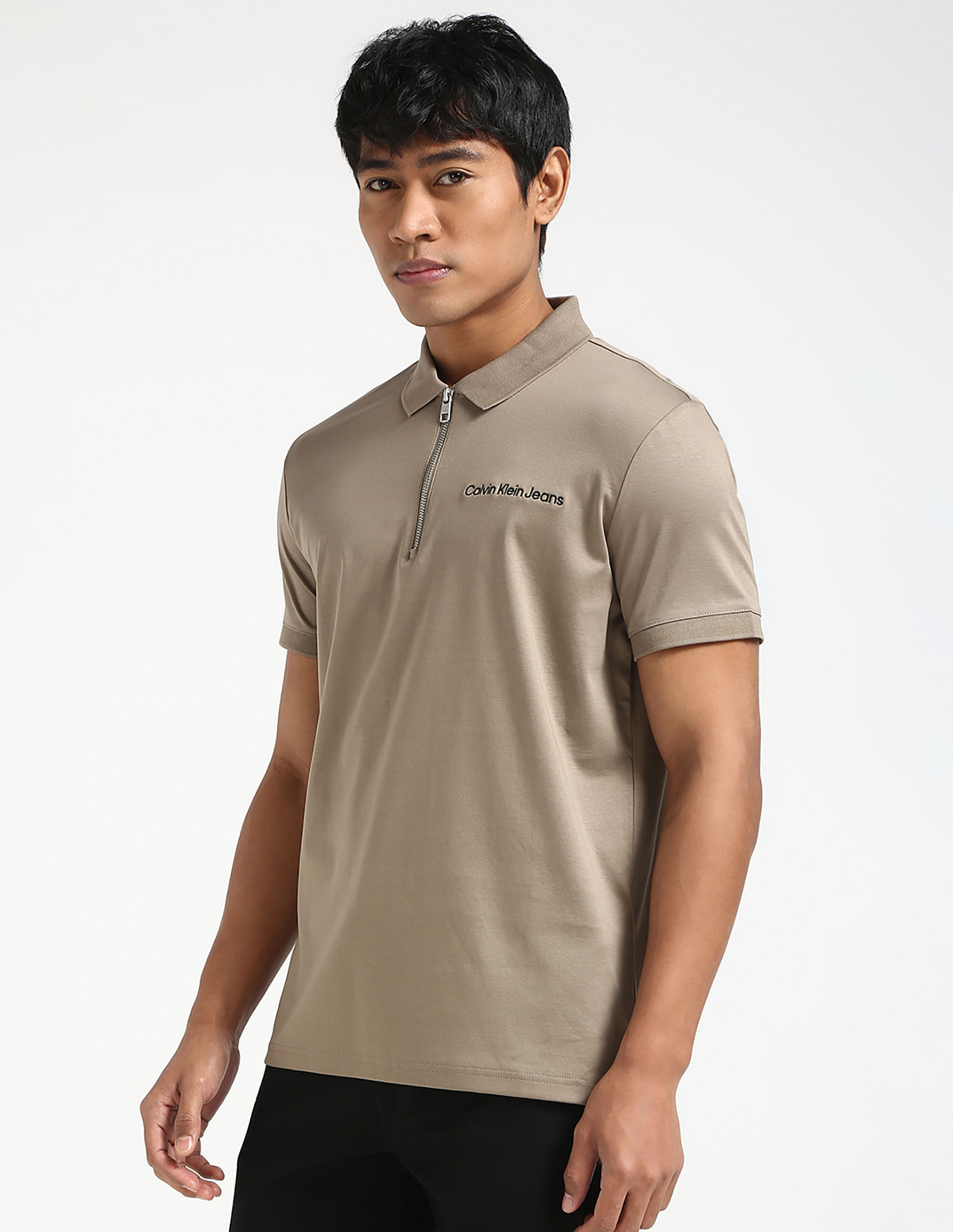 Calvin Klein Regular Half Zip Cotton Polo Shirt