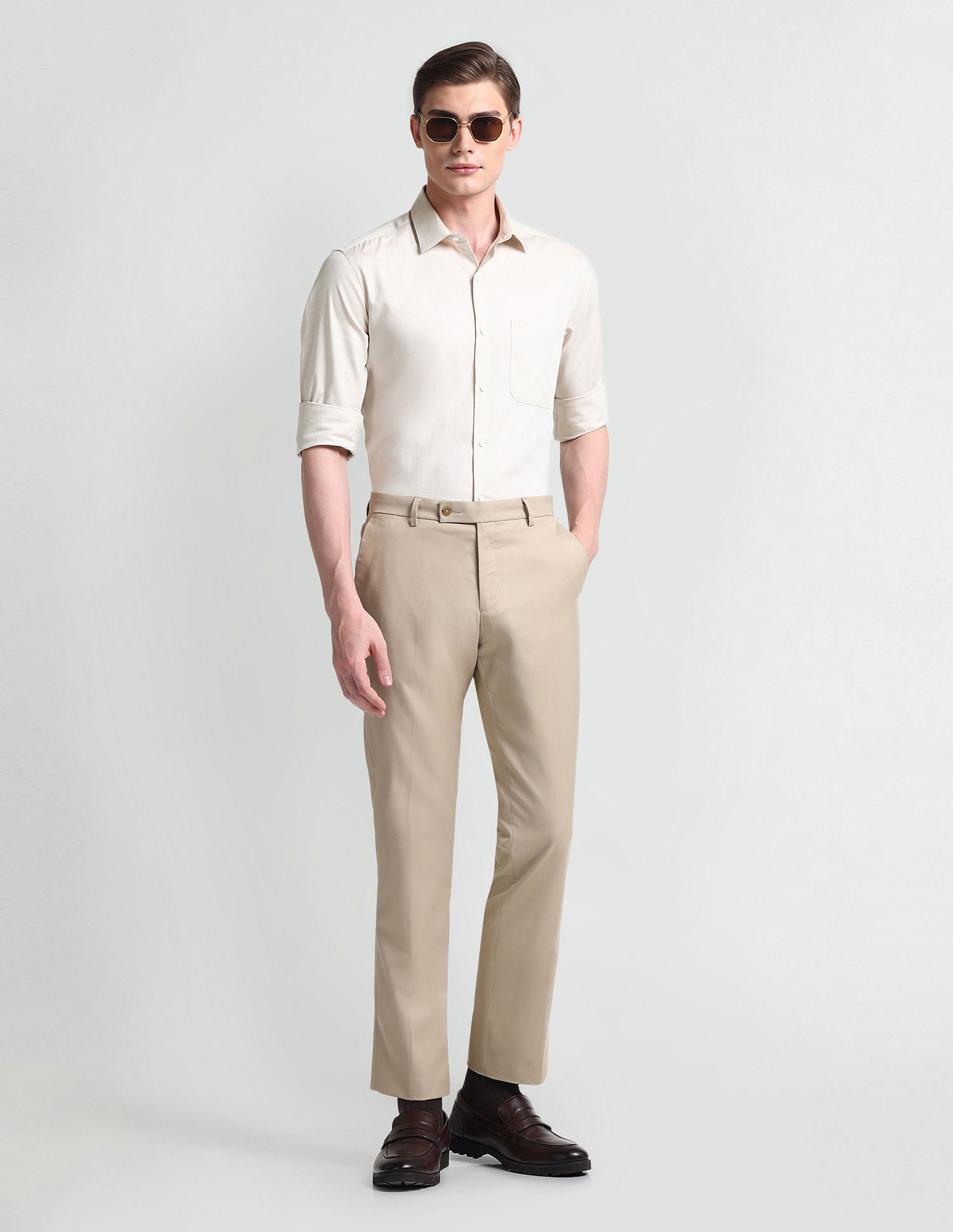 Arrow Patterned Weave Cotton Silk Shirt