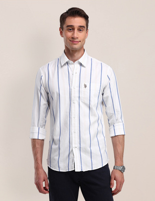 U S Polo Assn Tailored Fit Cotton Striped Shirt