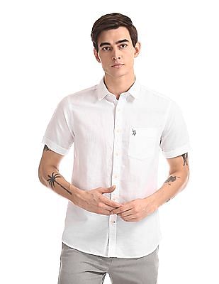 us polo white linen shirt