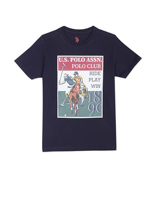 U S Polo Assn Kids Crew Neck Brand Print T-Shirt