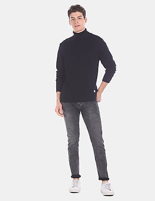 Buy Flying Machine Men Black High Neck 