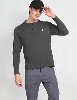 U S Polo Assn Denim Co Solid Logo Henley T-Shirt