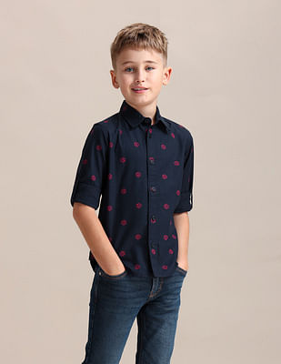 U S Polo Assn Kids Boys Brand Printed Cotton Shirt