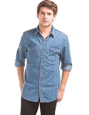 mens denim slim fit shirt