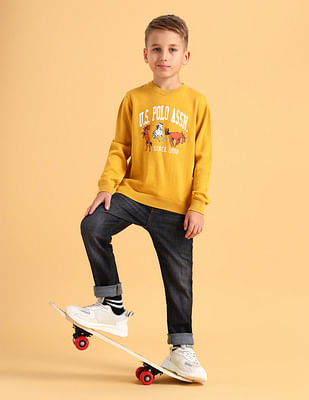 U S Polo Assn Kids Boys Printed Cotton Sweater