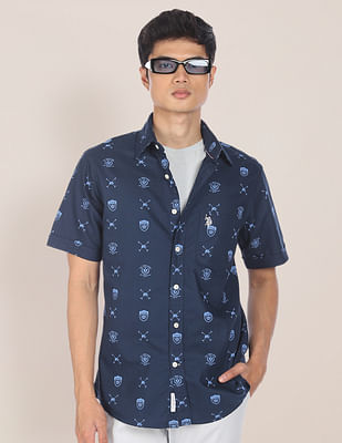 U S Polo Assn Spread Collar Printed Casual Shirt