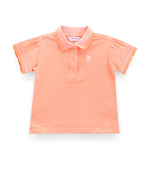 U S Polo Assn Kids Girls Stripe Collar Polo Shirt