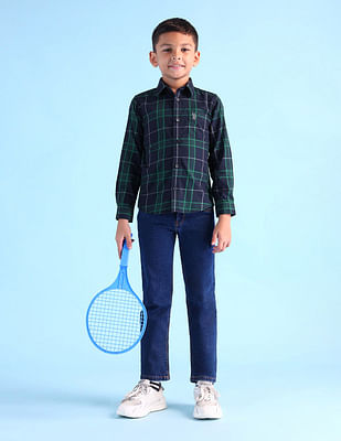 U S Polo Assn Kids Boys Plaid Checked Regular Fit Shirt