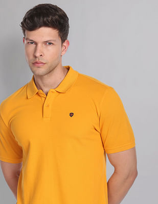 Ad By Arvind Cotton Solid Polo Shirt