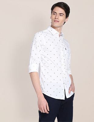 U S Polo Assn Rounded Cuff Star Print Casual Shirt