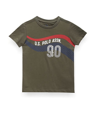 U S Polo Assn Kids Boys Crew Neck Graphic Print T-Shirt