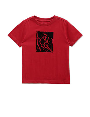 U S Polo Assn Kids Boys Cotton Brand Print T-Shirt